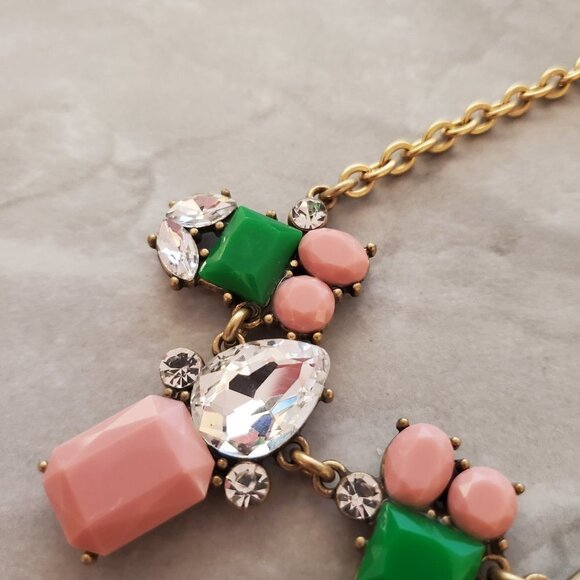 🎀 J.Crew Pastel Kelly Green Rhinestones Crystal Clusters Enamel Statement 🎀 - Picture 10 of 12